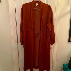 Burnt Orange Kimono Satin Robe/Cardigan